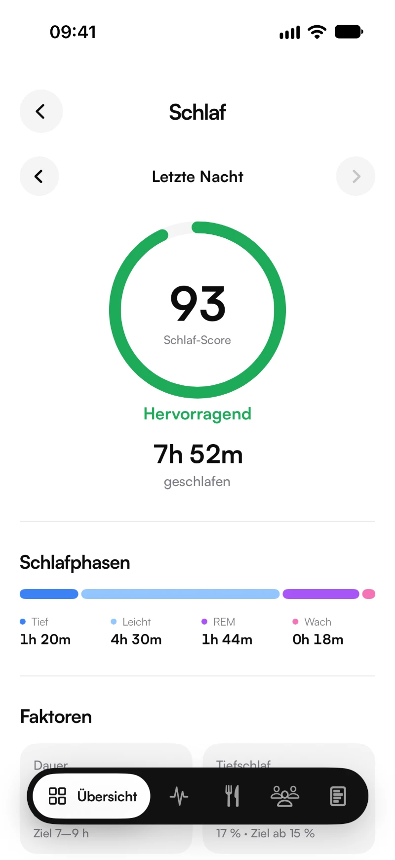 Schlaf-Score mit Schlafphasen